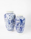 Blue vases with birds